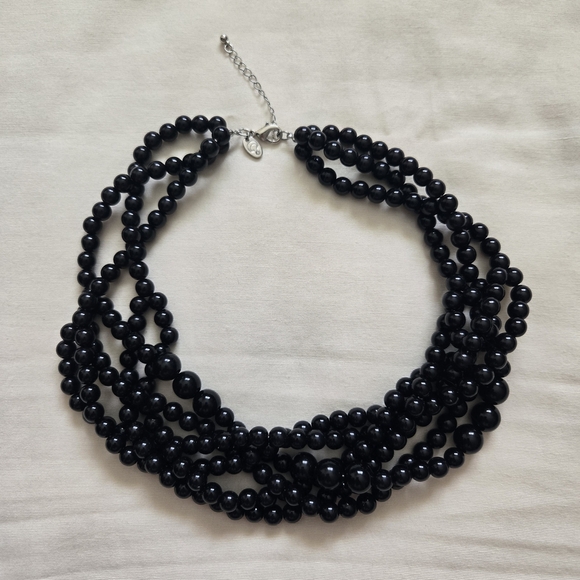 Charming Charlie Black Multi-Strand Black Beaded Necklace About 18" - Picture 1 of 4